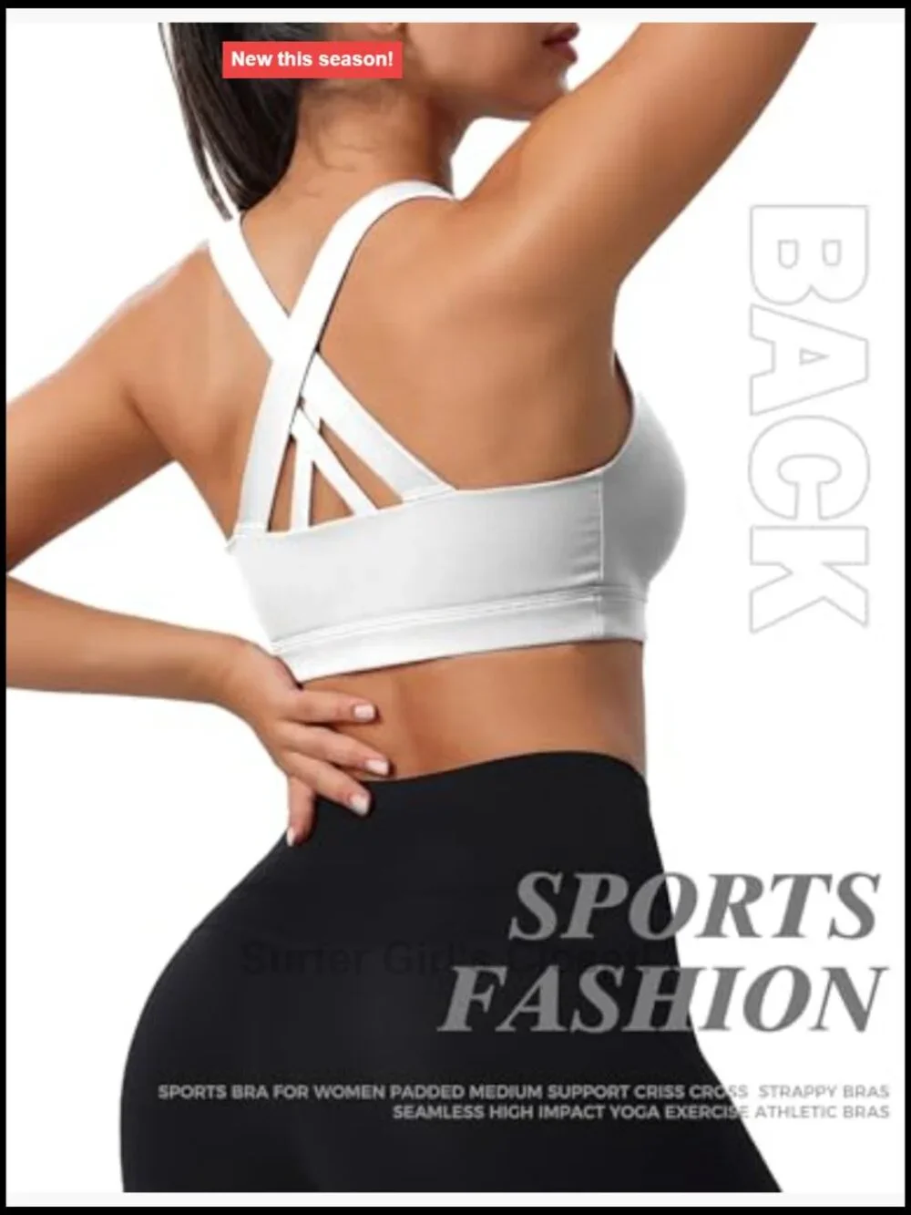 High Support Sports Bra, Criss-Cross Back, Push Up, Wire Free, for Large Bust,